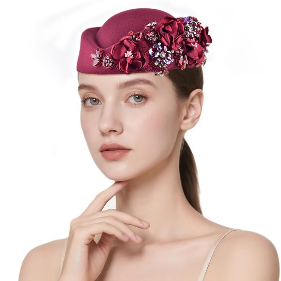 7777 European And American Retro British Felt Headscarf Hat Women\'s Church